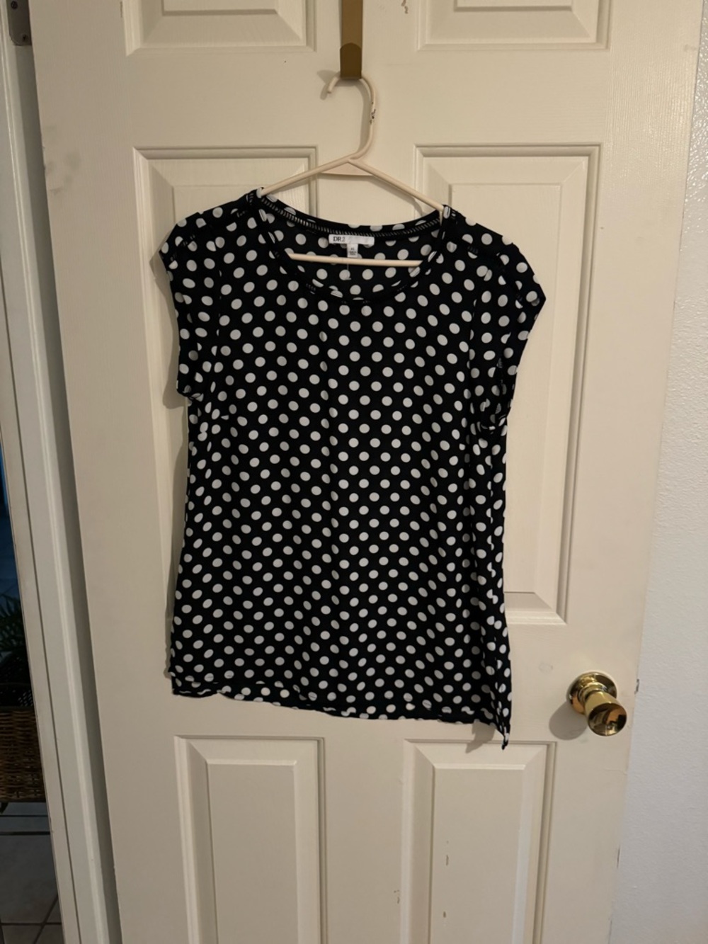 DR2 Black Top with White Polka Dots